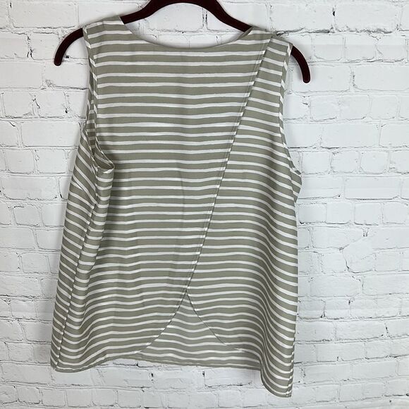 J. Crew Striped Split Back Sleeveless Blouse Size 12 - Picture 5 of 6
